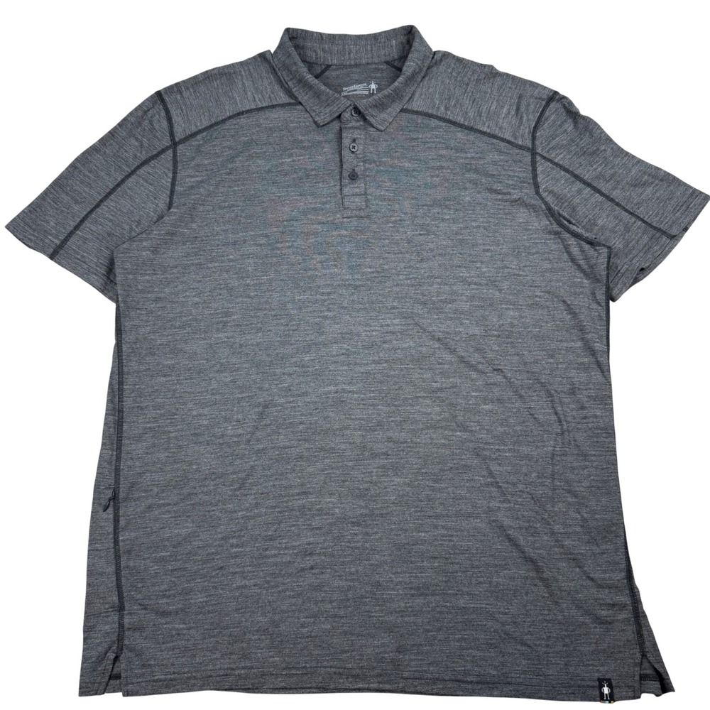 Smartwool Mens Merino Sport 150 Polo Shirt Gray Charcoal Heather XXL Pocket